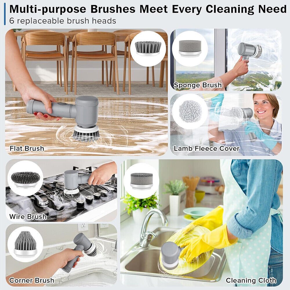 10Pcs Rechargeable Electric Cordless Cleaning Brush Spin Scrubber Turbo Scrub UK NEW - Image 6