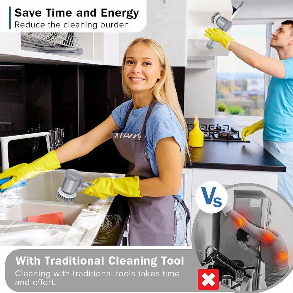 10Pcs Rechargeable Electric Cordless Cleaning Brush Spin Scrubber Turbo Scrub UK NEW - Image 5