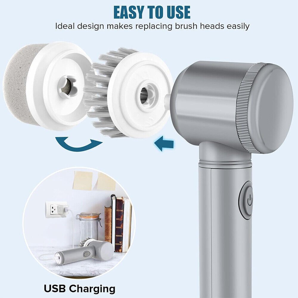 10Pcs Rechargeable Electric Cordless Cleaning Brush Spin Scrubber Turbo Scrub UK NEW - Image 8
