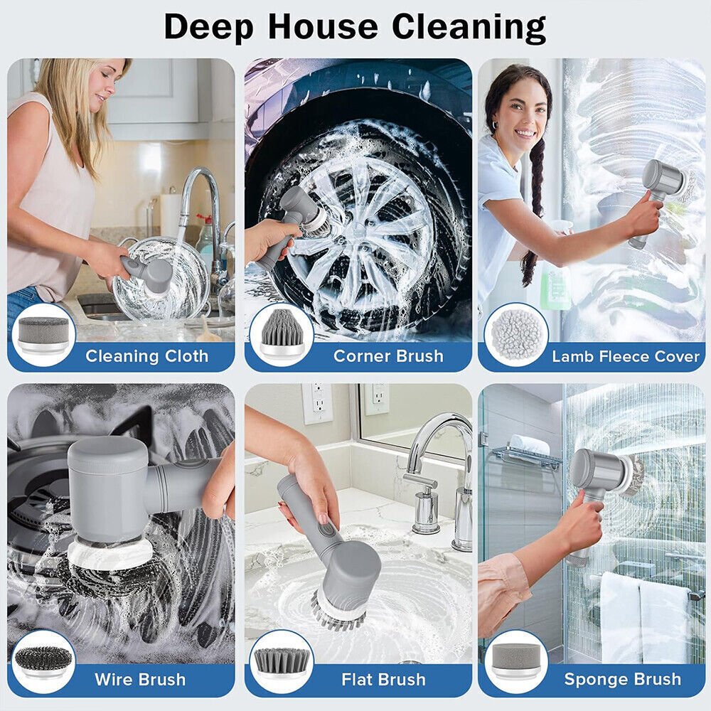 10Pcs Rechargeable Electric Cordless Cleaning Brush Spin Scrubber Turbo Scrub UK NEW - Image 3