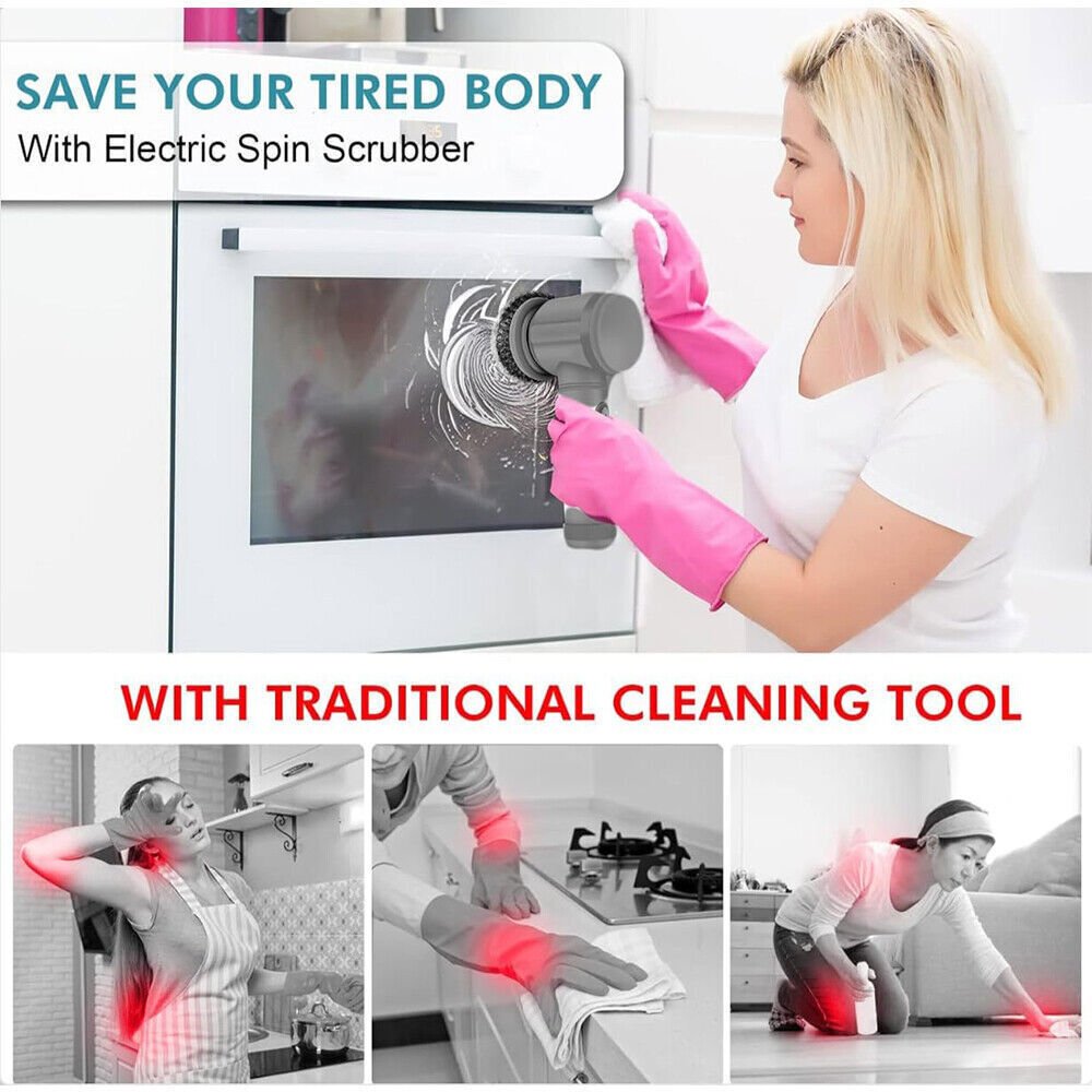 10Pcs Rechargeable Electric Cordless Cleaning Brush Spin Scrubber Turbo Scrub UK NEW - Image 2
