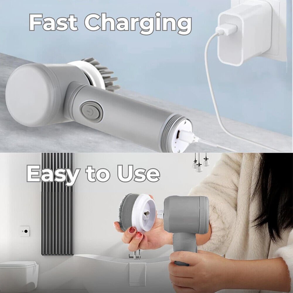 10Pcs Rechargeable Electric Cordless Cleaning Brush Spin Scrubber Turbo Scrub UK NEW - Image 9