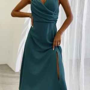 V-neck Slit Sling Dress Summer Fashion Sexy Slim Suspender Dresses For Women Clothing